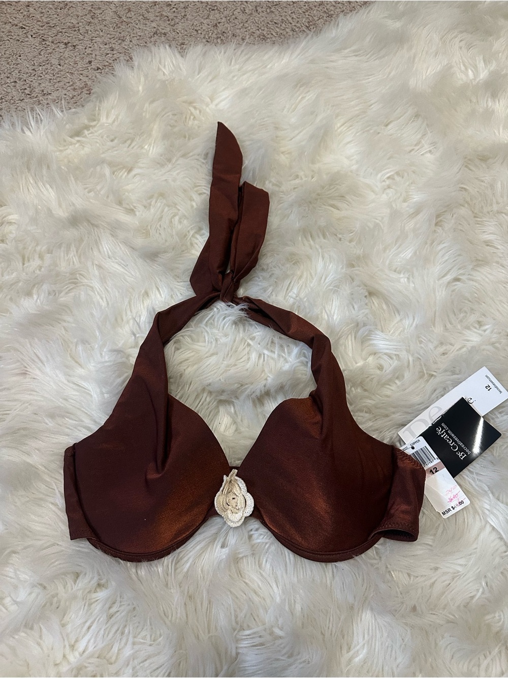 NWT Vintage Y2K Be Creative Halter Push-Up Bikini Top